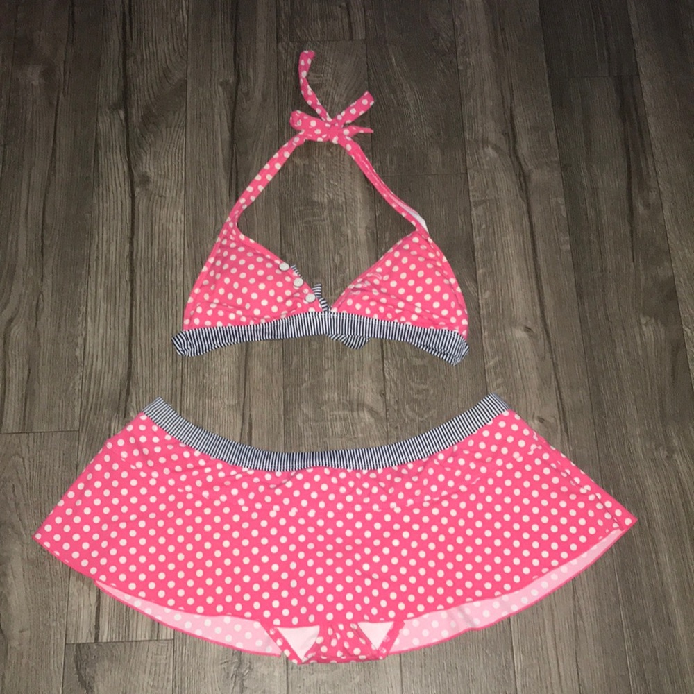Arizona,pink with white polka dot swimwear.SZ L&XL